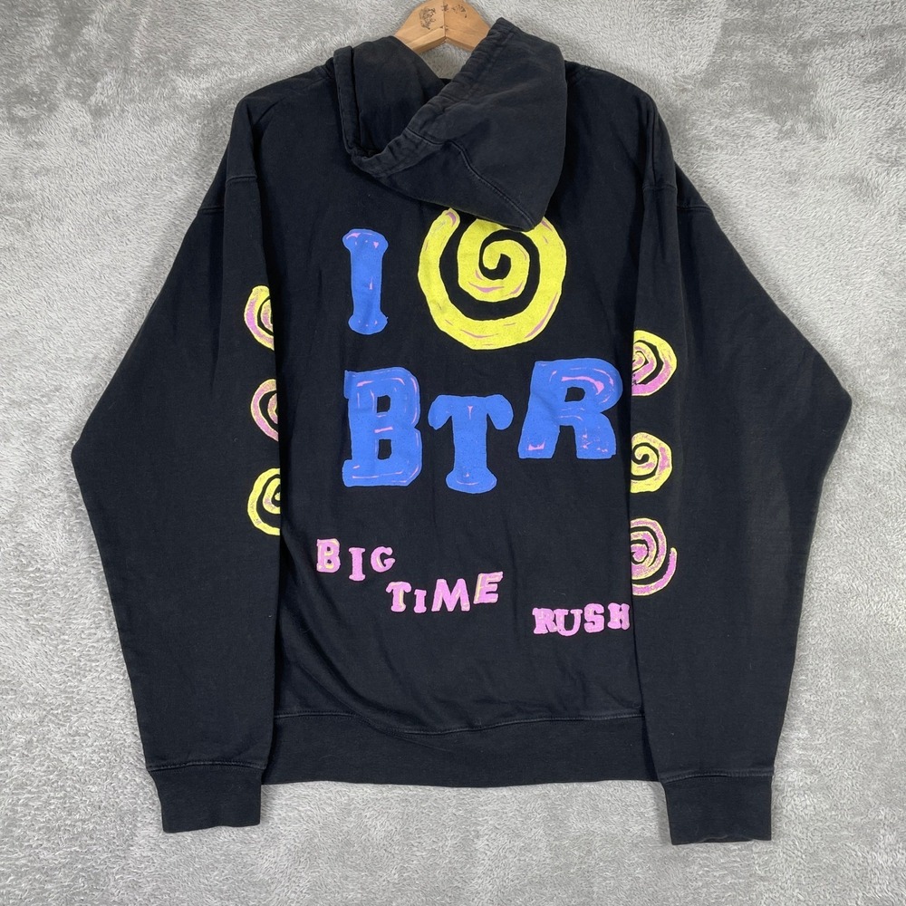 Big Time Rush Hoodie Mens Large Black Rusher BTR‎ Graphic Band Tour Sweatshirt